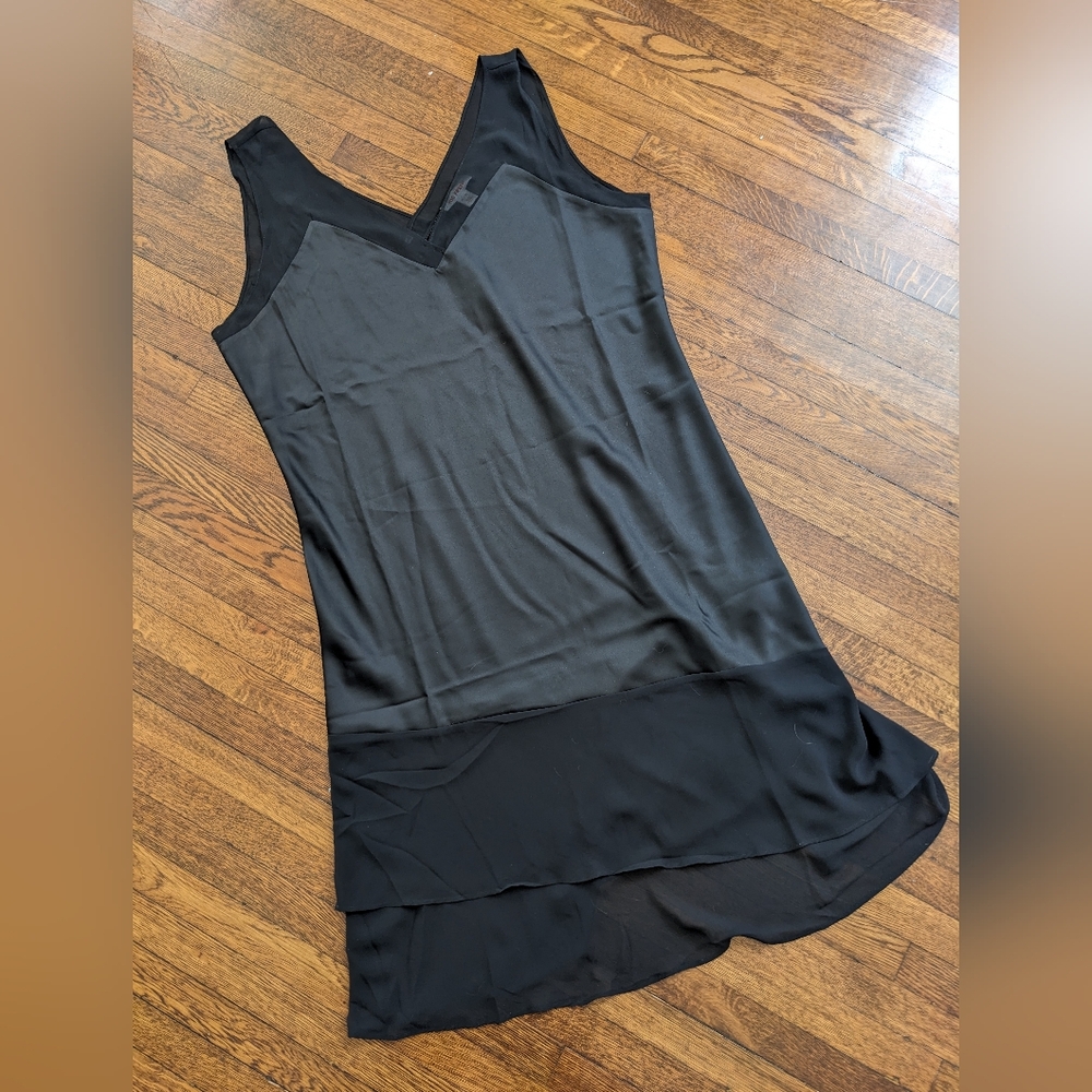 Joe Fresh black satin dress with light mesh detail
